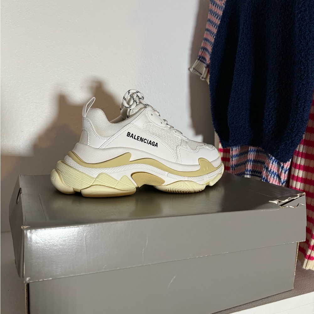 Balenciaga White and Tan Sneakers